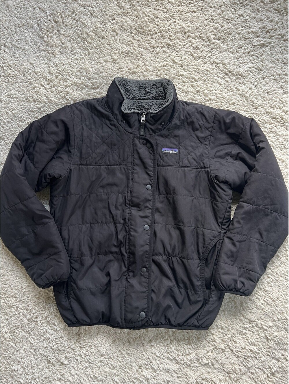 Patagonia Puffer Jacket Black Size x Small Women’s Full Zip Reversible Coat